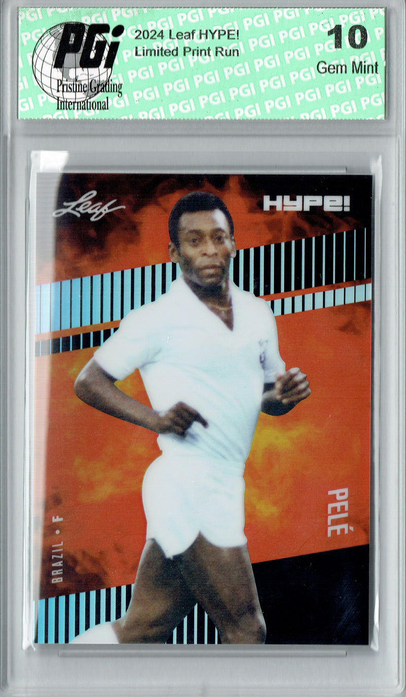 Pele Rare Trading Card 2024 Leaf HYPE! Metal #HM-14 Black Only 7 Made PGI 10 Gem Mint Brazil Soccer