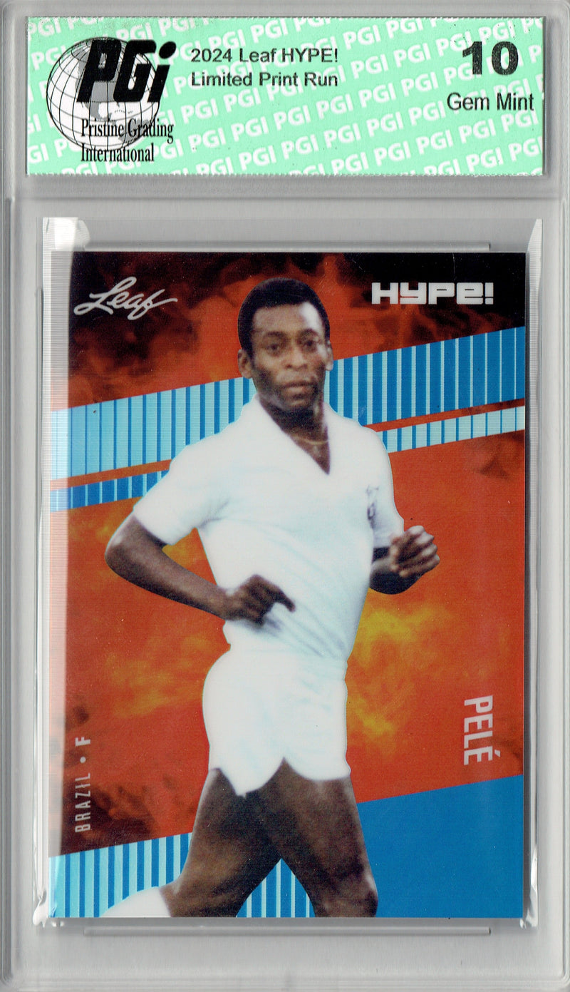 Pele Rare Trading Card 2024 Leaf HYPE! Metal #HM-14 Blue Only 20 Made PGI 10 Gem Mint Brazil Soccer