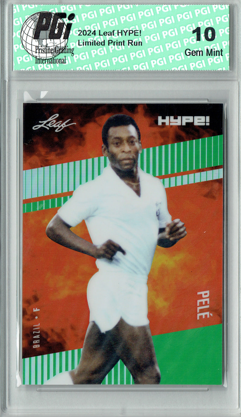Pele Rare Trading Card 2024 Leaf HYPE! Metal #HM-14 Green Only 5 Made PGI 10 Gem Mint Brazil Soccer