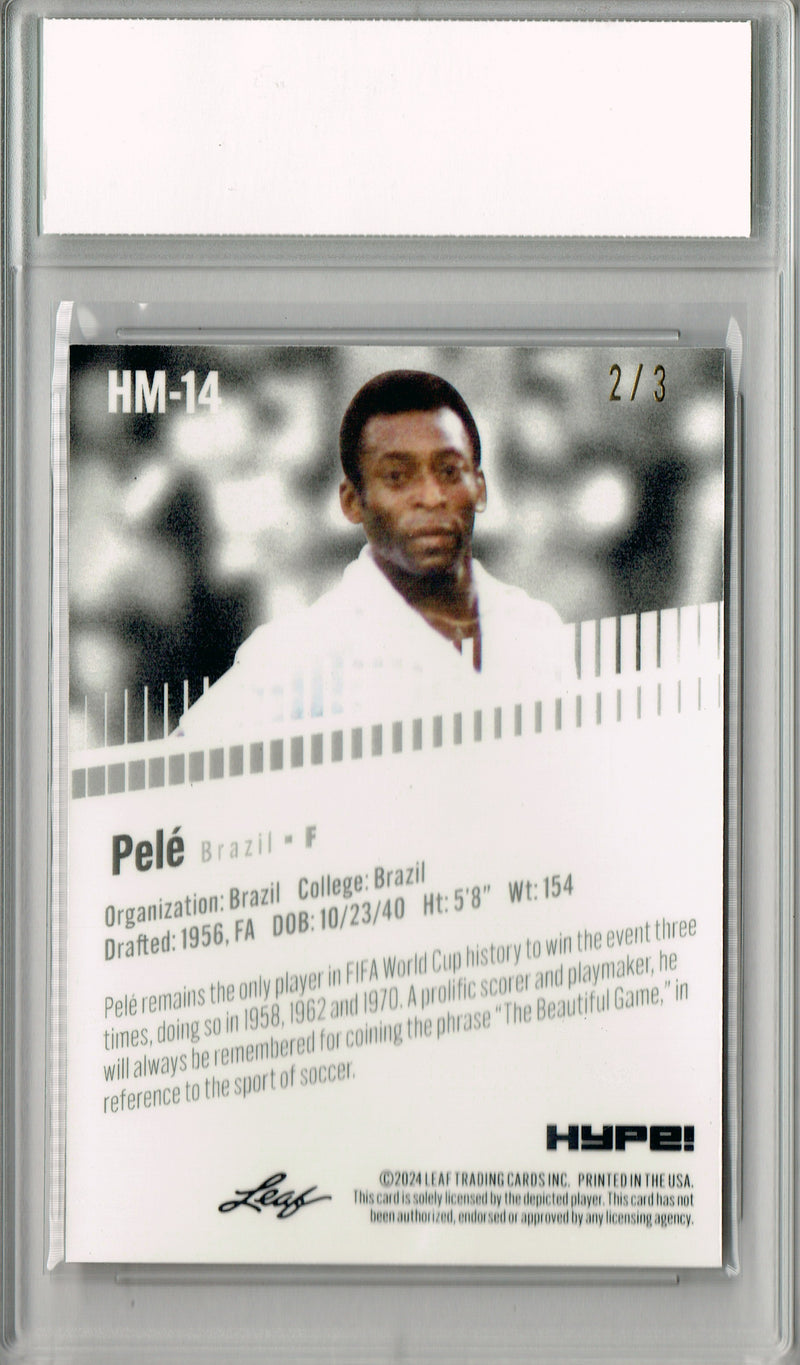 Pele Rare Trading Card 2024 Leaf HYPE! Metal #HM-14 Orange Only 3 Made PGI 10 Gem Mint Brazil Soccer