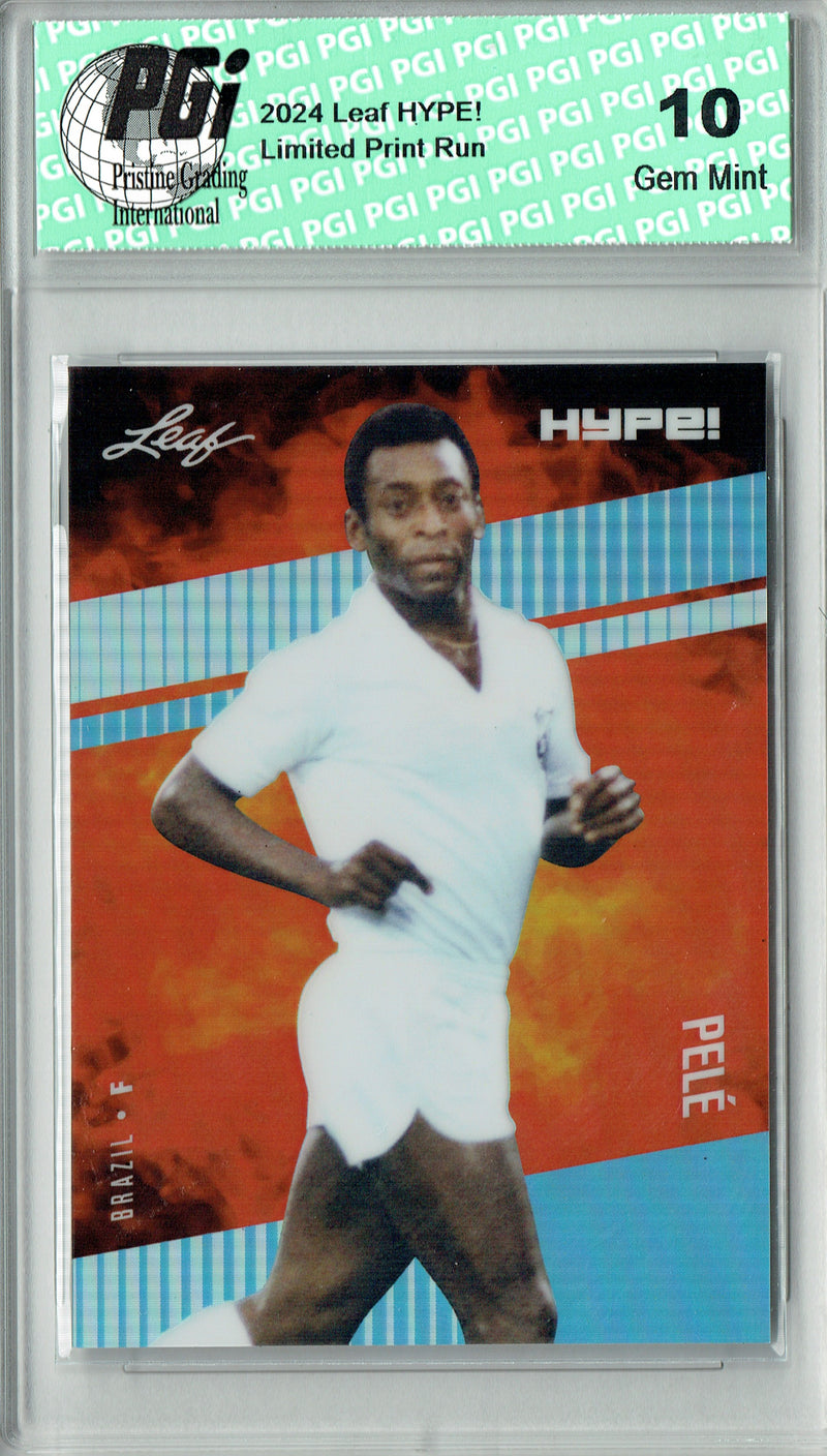 Pele Trading Card 2024 Leaf HYPE! #HM-14 Metal #1/1 Platinum, PGI 10, Brazil Soccer