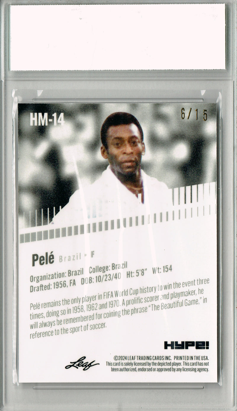 Pele 2024 Leaf HYPE! Metal #HM-14 Purple Only 15 Made Rookie Card PGI 10