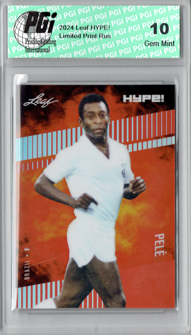 Pele Trading Card 2024 Leaf HYPE! #HM-14 Metal The #1/2 Red, PGI 10, Brazil Soccer