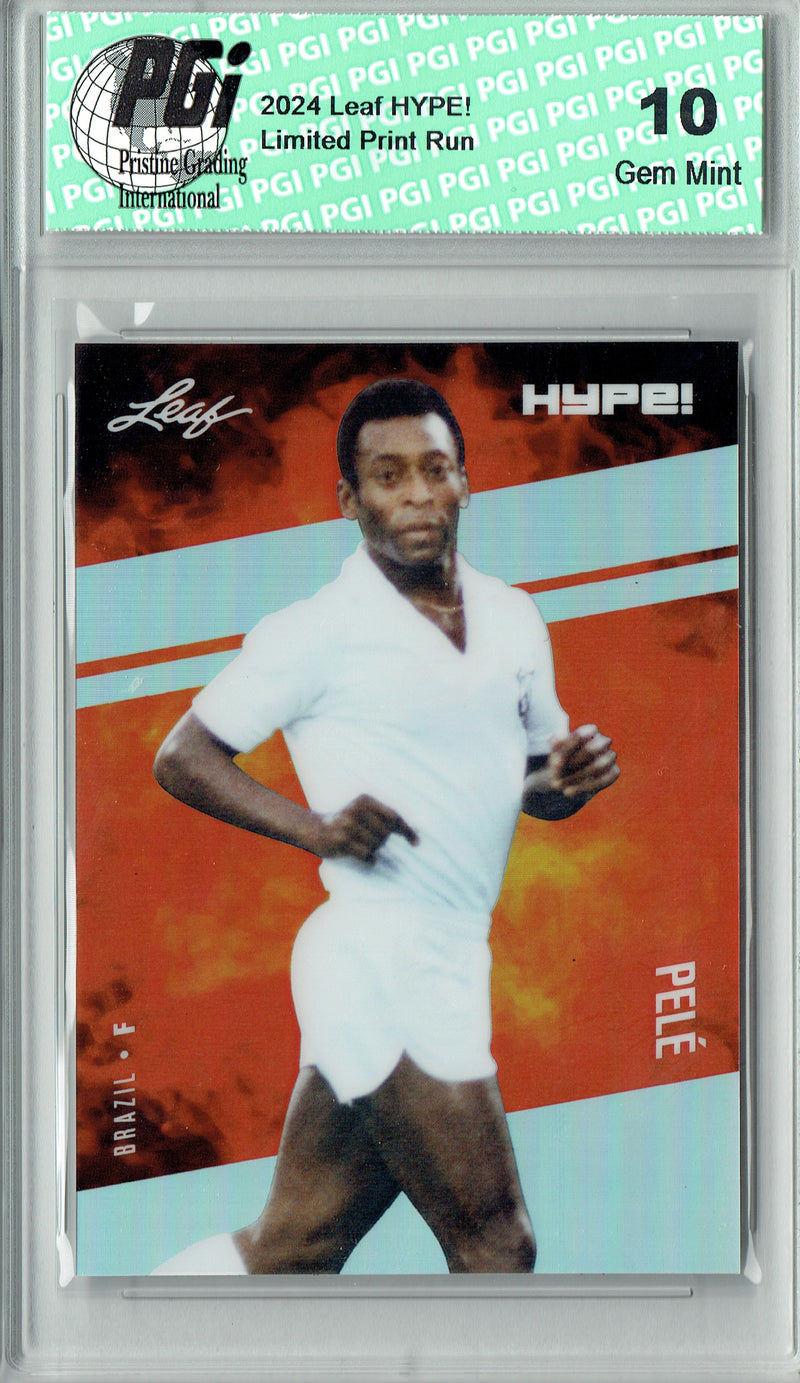 Pele Trading Card 2024 Leaf HYPE! #HM-14 Metal The #1/25 Silver, PGI 10, Brazil Soccer