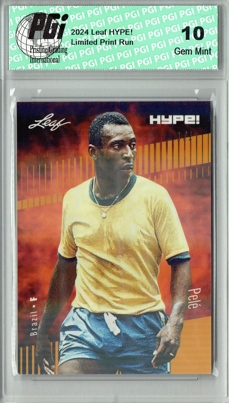 Pele 2024 Leaf HYPE! #152 Gold Shimmer 1/1 Trading Card PGI 10
