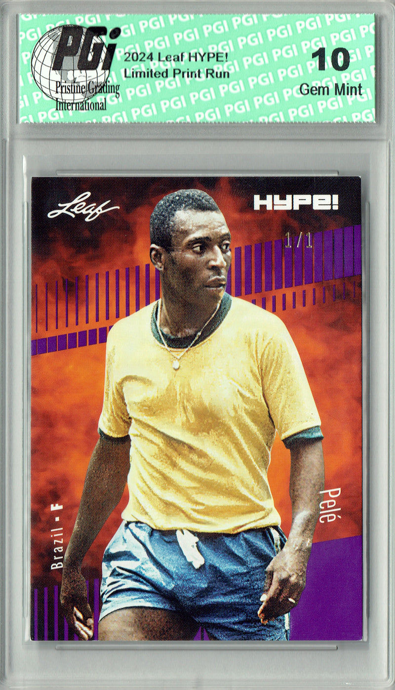 Pele 2024 Leaf HYPE! #152 Purple Blank Back 1/1 Trading Card PGI 10