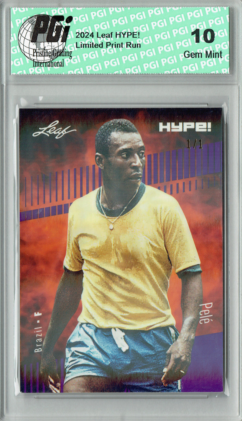 Pele 2024 Leaf HYPE! #152 Purple Shimmer 1/1 Trading Card PGI 10