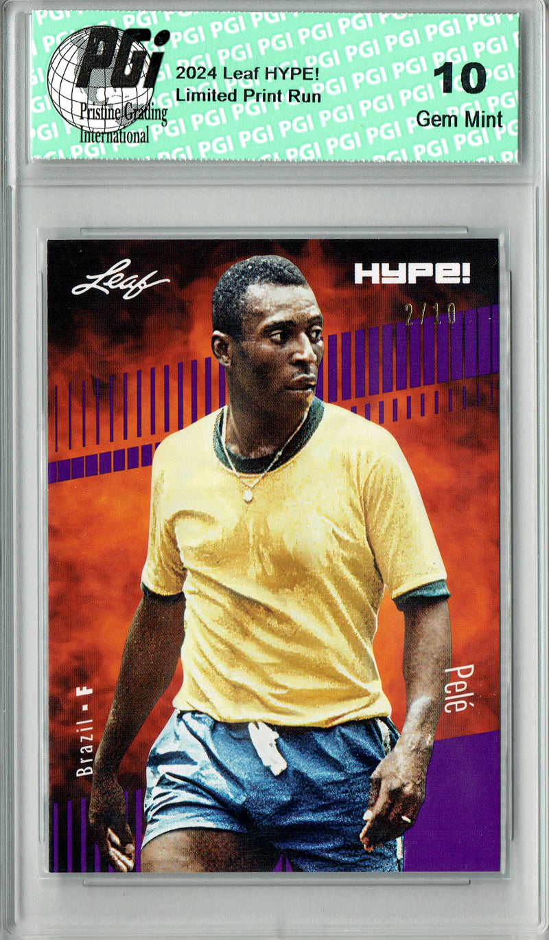 Pele 2024 Leaf HYPE! #152 Purple SP 10 Made Rookie Card PGI 10