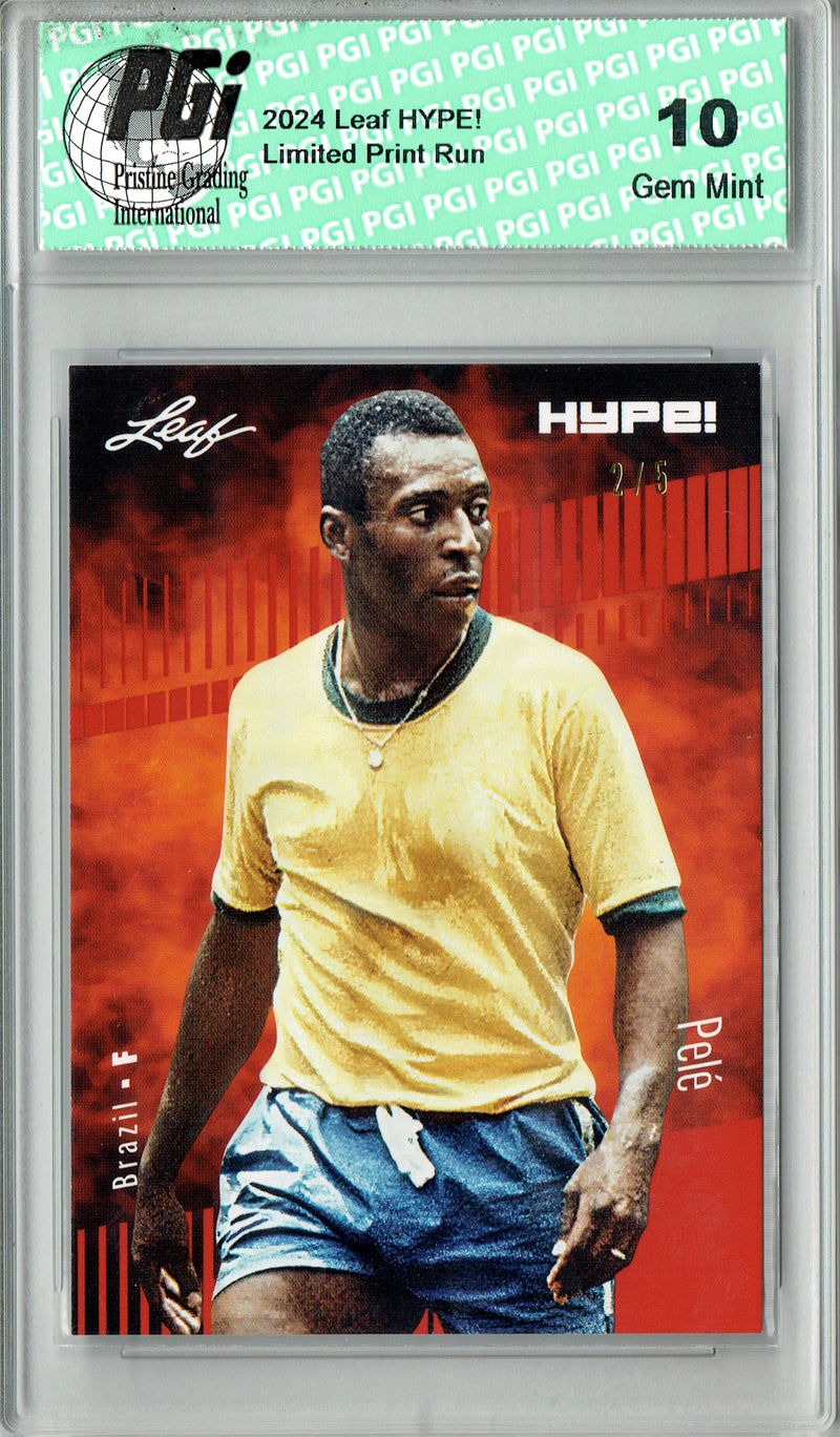 Pele 2024 Leaf HYPE! #152 Red SP 5 Made Rookie Card PGI 10