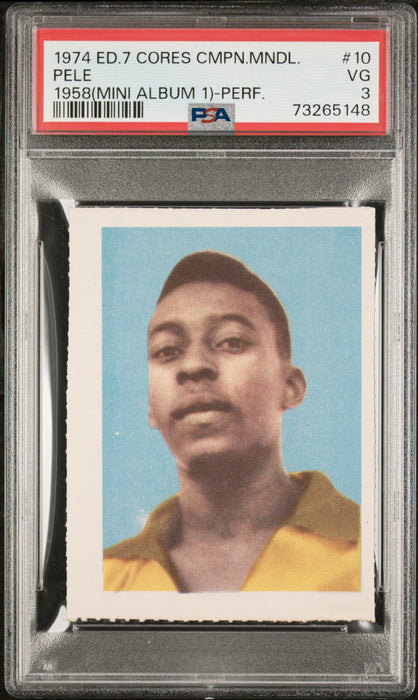 PSA 3 VG Pele 1974 Edicoes Cores Campeonato Mundial 1958 #10 Rare Trading Card 1958 Mini Album