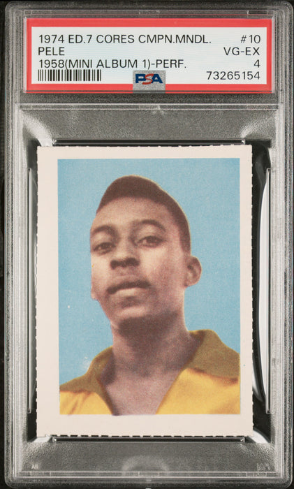 PSA 4 VG-EX Pele 1974 Edicoes Cores Campeonato Mundial 1958 #10 Rare Trading Card 1958 Mini Album