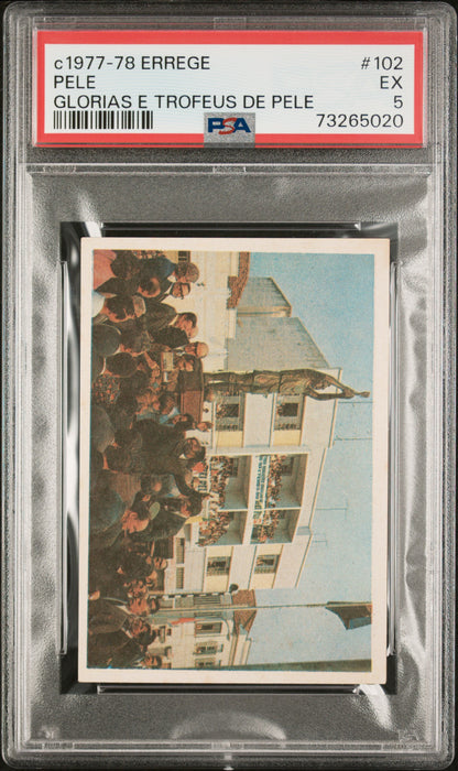 PSA 5 EX Pele 1977 Errege #102 Rare Trading Card Glorias e Trofeus de Pele