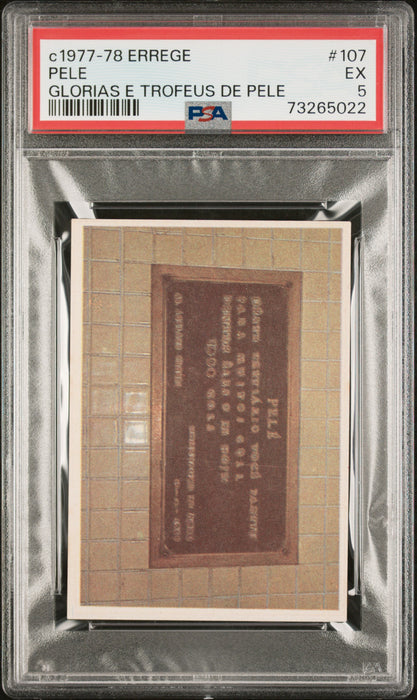 PSA 5 EX Pele 1977 Errege #107 Rare Trading Card Glorias e Trofeus de Pele