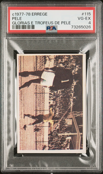 PSA 4 VG-EX Pele 1977 Errege #115 Rare Trading Card Glorias e Trofeus de Pele