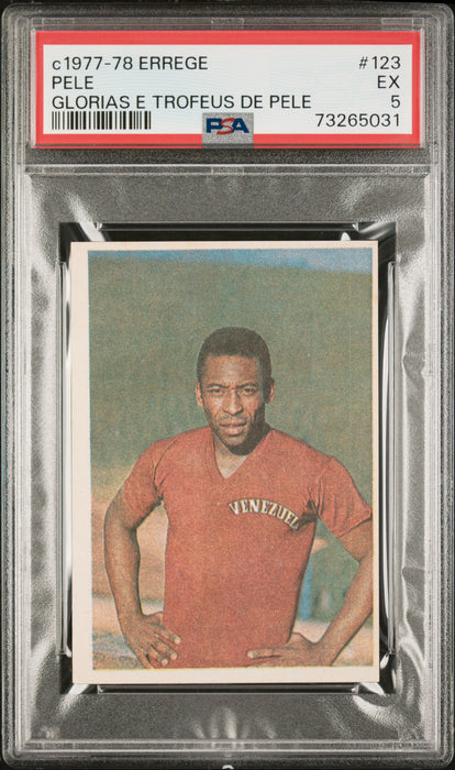 PSA 5 EX Pele 1977 Errege #123 Rare Trading Card Glorias e Trofeus de Pele