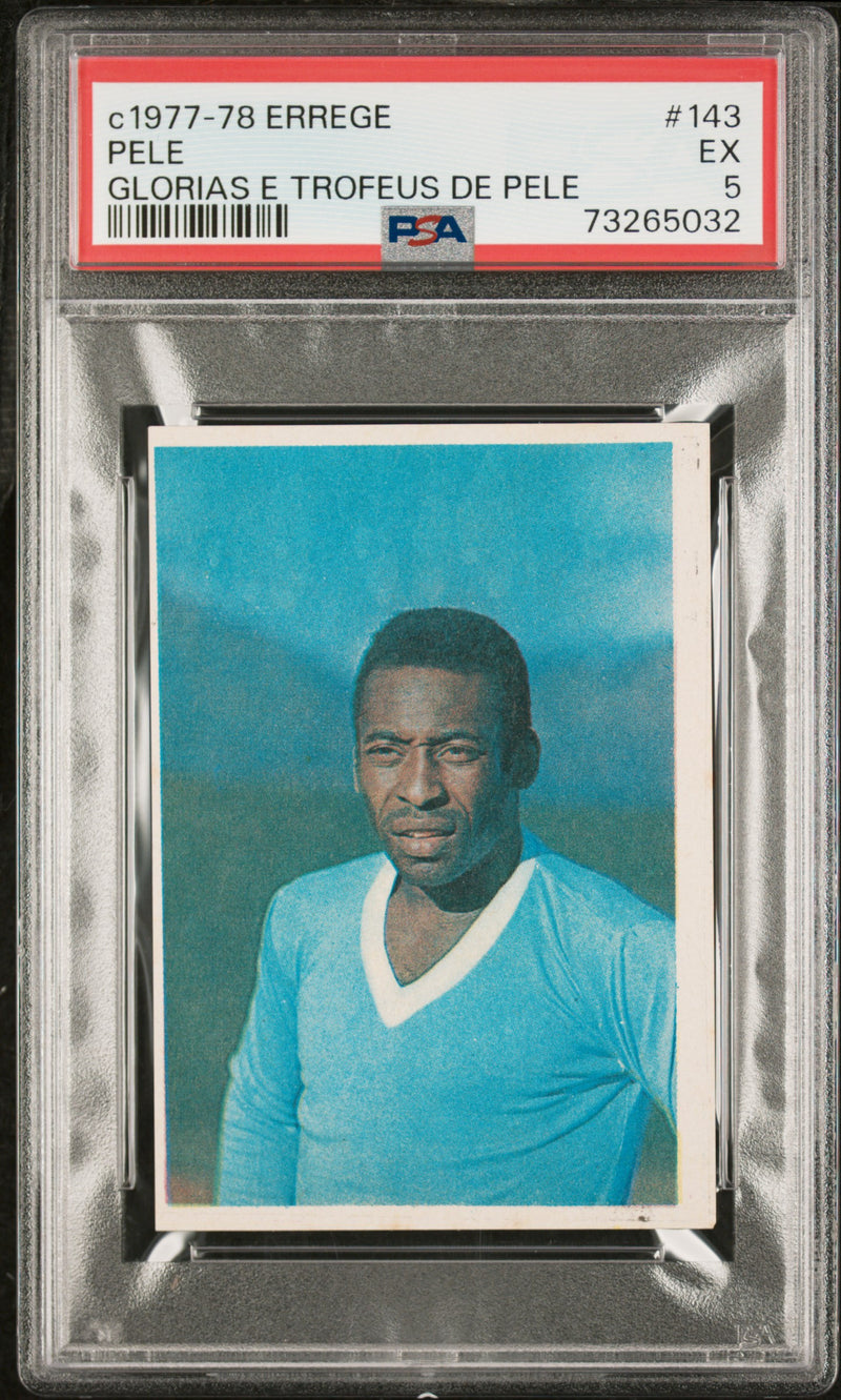 PSA 5 EX Pele 1977 Errege #143 Rare Trading Card Glorias e Trofeus de Pele