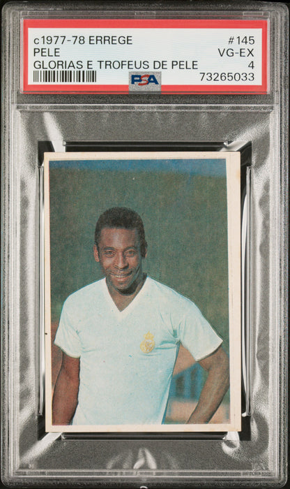 PSA 4 VG-EX Pele 1977 Errege #145 Rare Trading Card Glorias e Trofeus de Pele