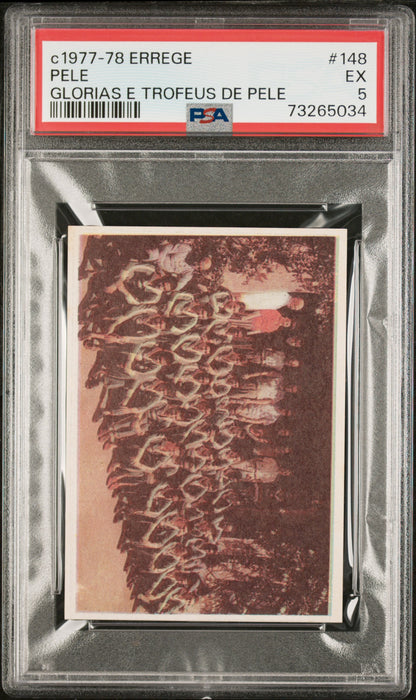 PSA 5 EX Pele 1977 Errege #148 Rare Trading Card Glorias e Trofeus de Pele