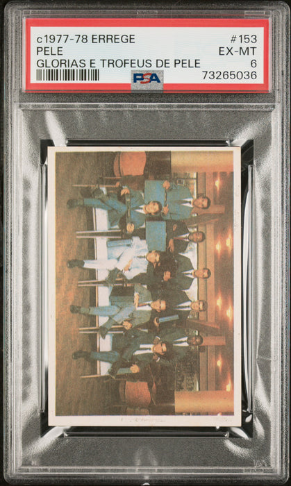 PSA 6 EX-MT Pele 1977 Errege #153 Rare Trading Card Glorias e Trofeus de Pele