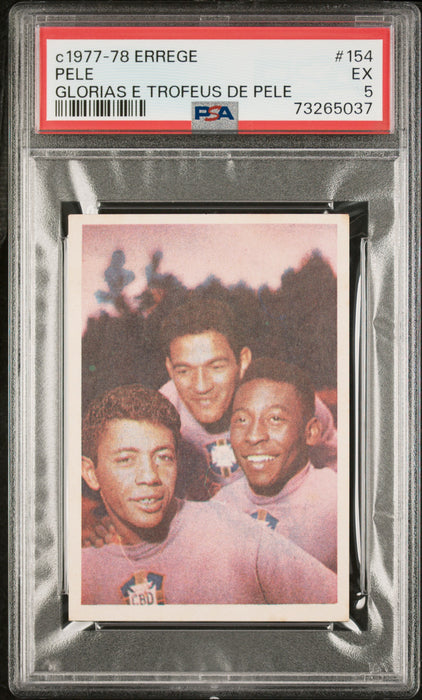PSA 5 EX Pele 1977 Errege #154 Rare Trading Card Glorias e Trofeus de Pele