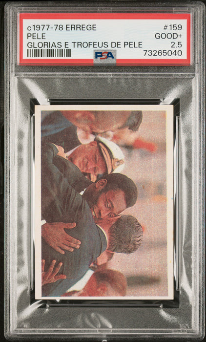 PSA 2 GOOD Pele 1977 Errege #159 Rare Trading Card Glorias e Trofeus de Pele