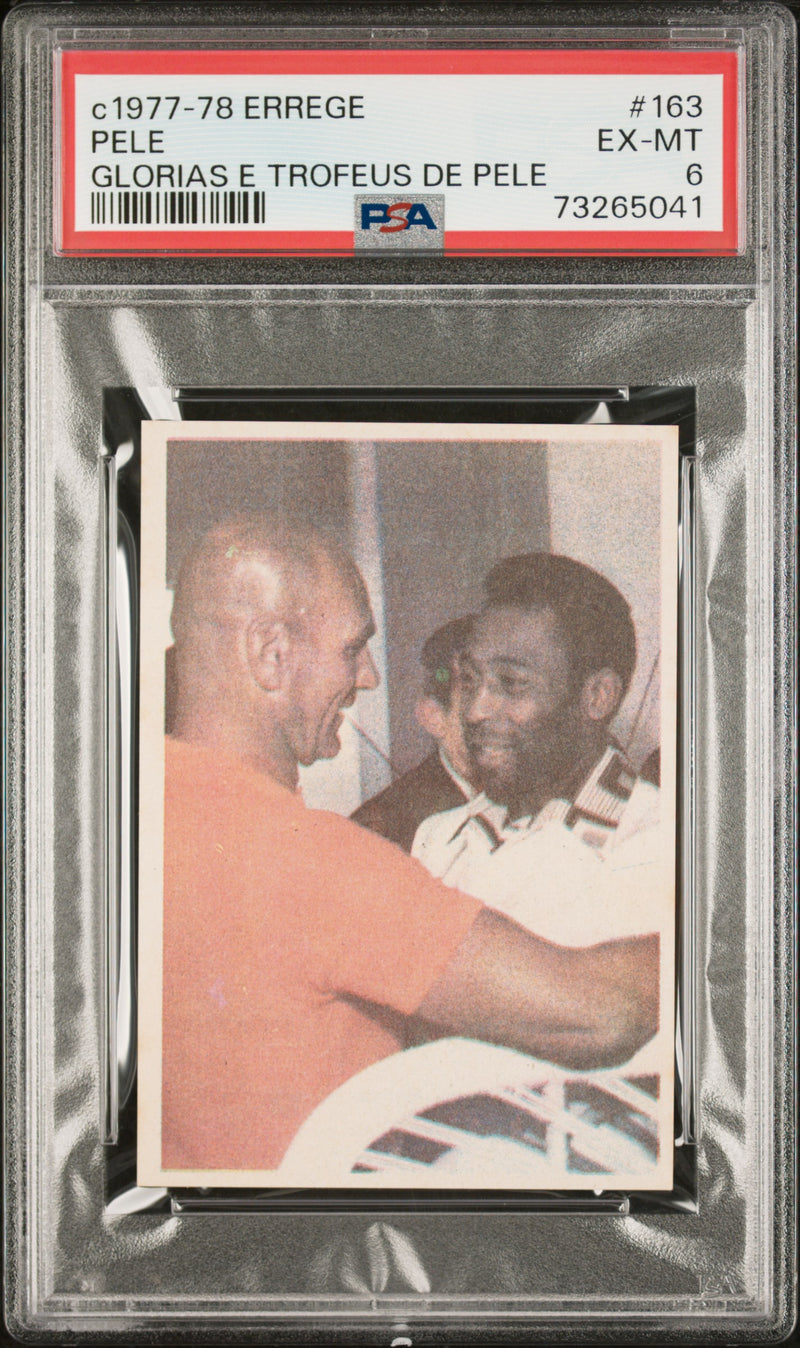 PSA 6 EX-MT Pele 1977 Errege #163 Rare Trading Card Glorias e Trofeus de Pele