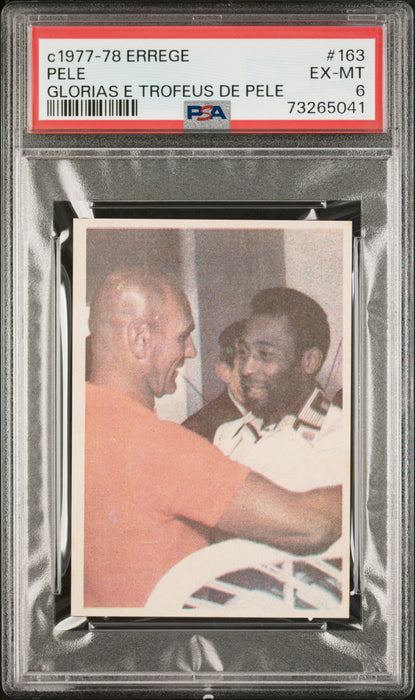 PSA 6 EX-MT Pele 1977 Errege #163 Rare Trading Card Glorias e Trofeus de Pele