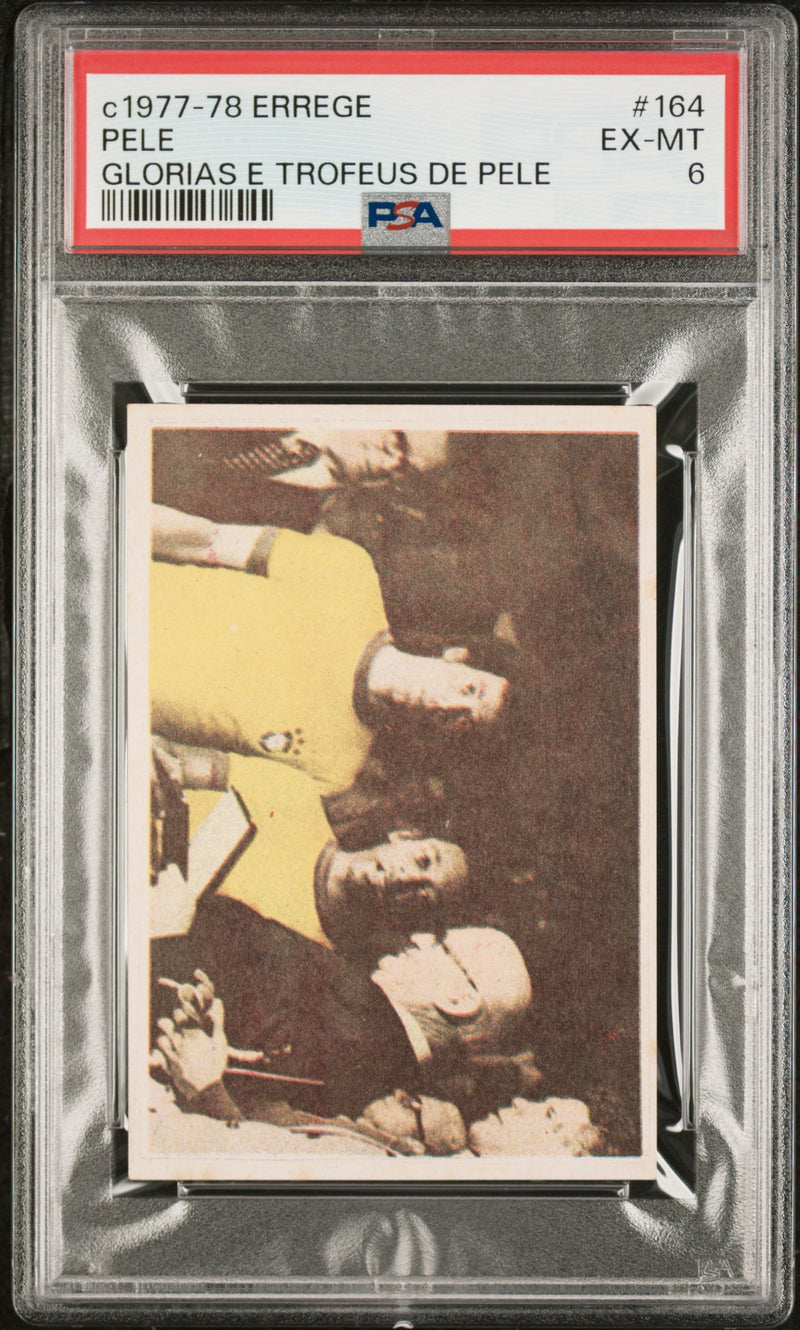 PSA 6 EX-MT Pele 1977 Errege #164 Rare Trading Card Glorias e Trofeus de Pele