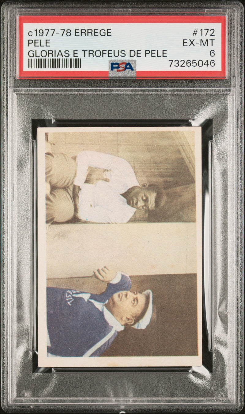 PSA 6 EX-MT Pele 1977 Errege #172 Rare Trading Card Glorias e Trofeus de Pele