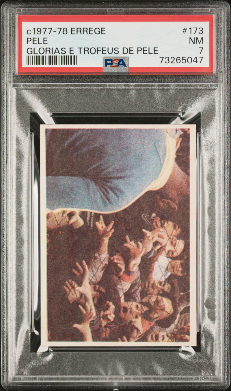 PSA 7 NM Pele 1977 Errege #173 Rare Trading Card Glorias e Trofeus de Pele