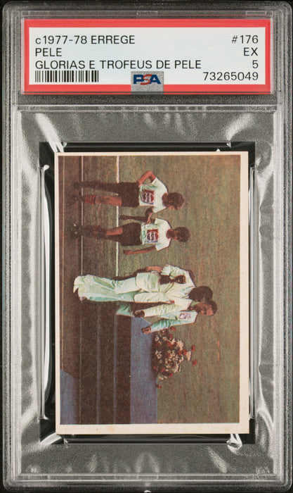 PSA 5 EX Pele 1977 Errege #176 Rare Trading Card Glorias e Trofeus de Pele