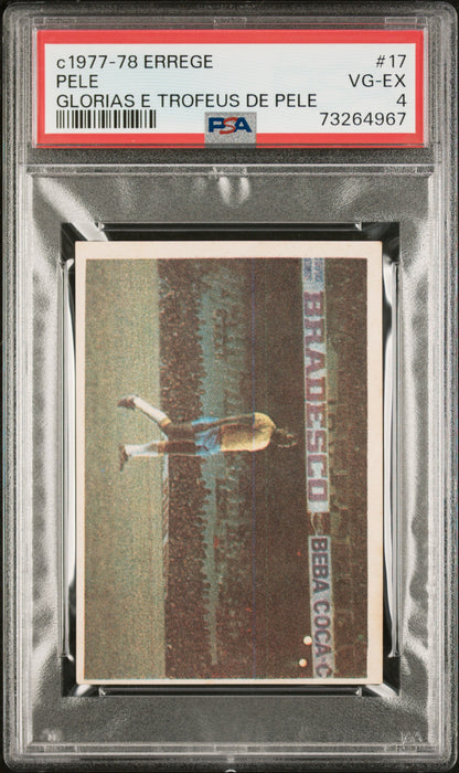 PSA 4 VG-EX Pele 1977 Errege #17 Rare Trading Card Glorias e Trofeus de Pele