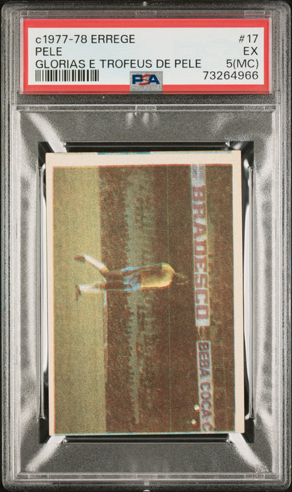 PSA 5 EX Pele 1977 Errege #17 Rare Trading Card Glorias e Trofeus de Pele