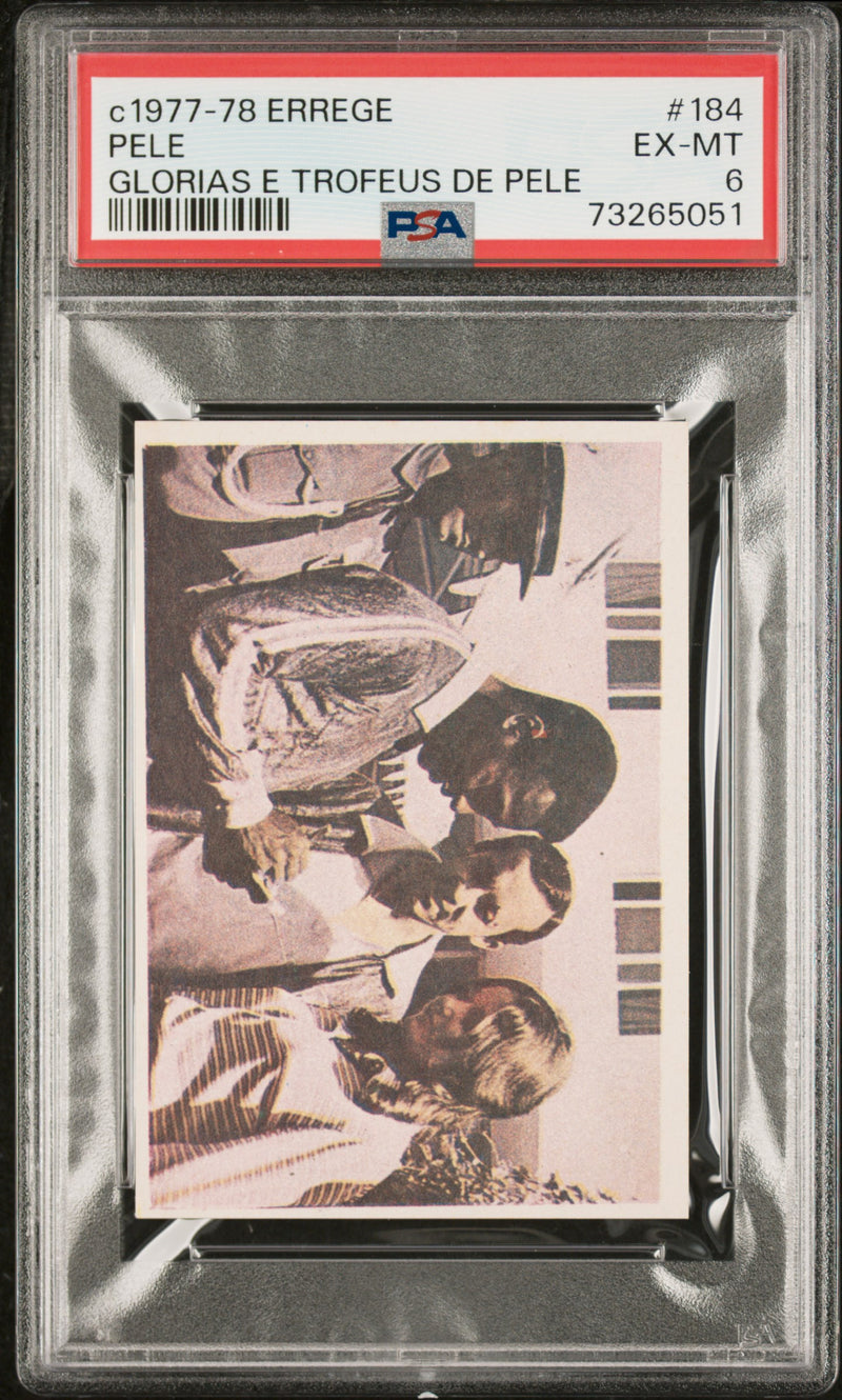 PSA 6 EX-MT Pele 1977 Errege #184 Rare Trading Card Glorias e Trofeus de Pele