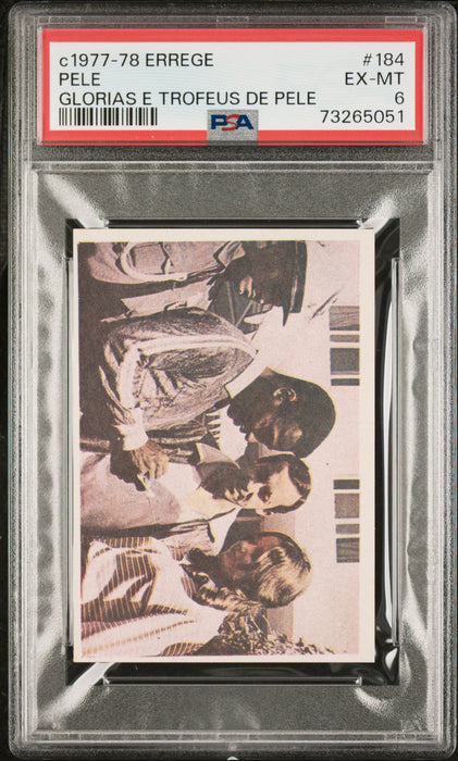 PSA 6 EX-MT Pele 1977 Errege #184 Rare Trading Card Glorias e Trofeus de Pele