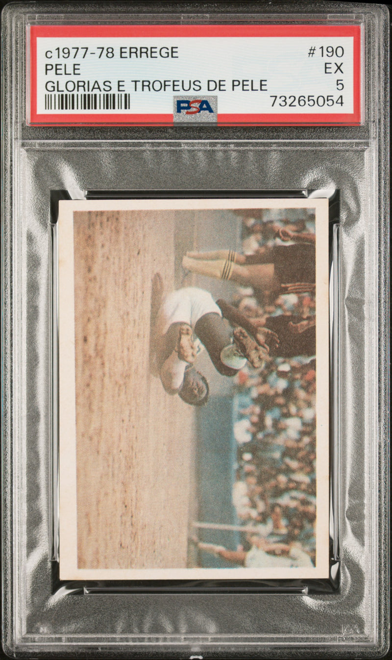 PSA 5 EX Pele 1977 Errege #190 Rare Trading Card Glorias e Trofeus de Pele