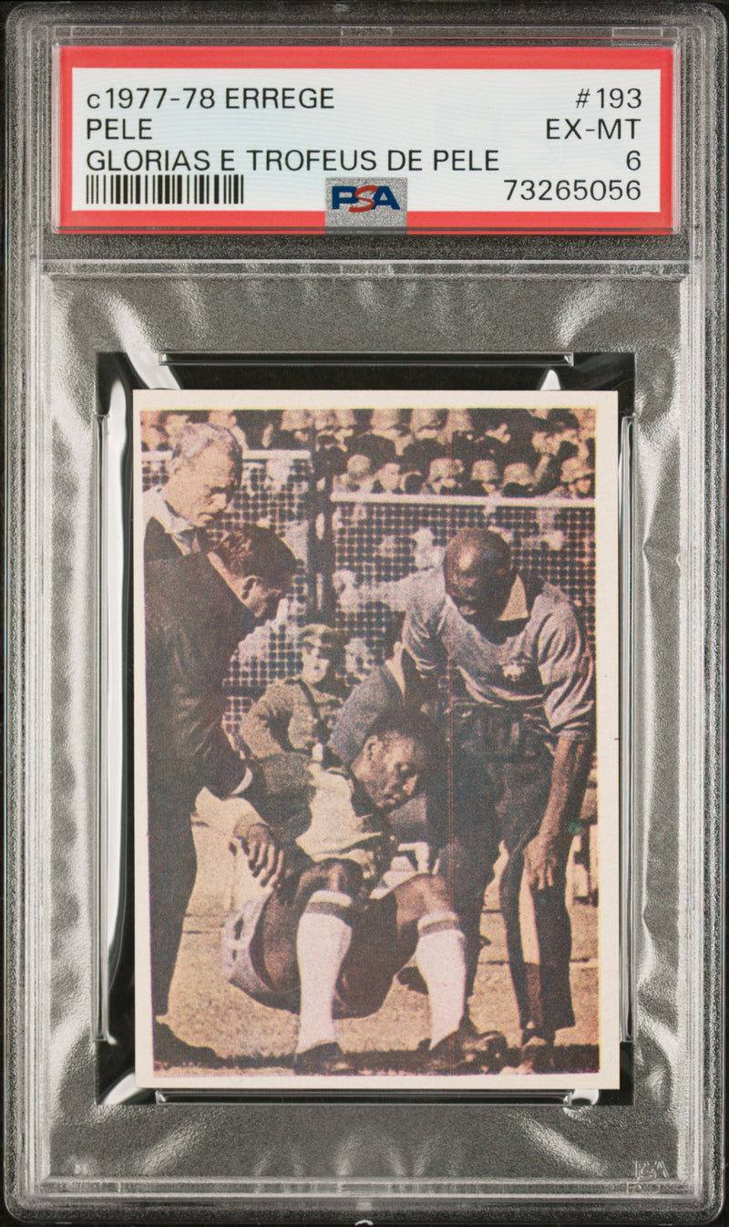 PSA 6 EX-MT Pele 1977 Errege #193 Rare Trading Card Glorias e Trofeus de Pele