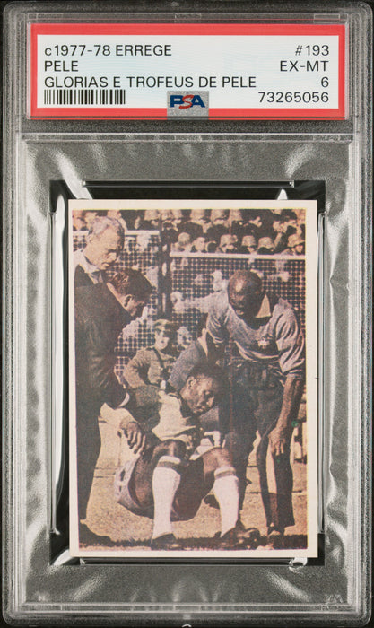 PSA 6 EX-MT Pele 1977 Errege #193 Rare Trading Card Glorias e Trofeus de Pele