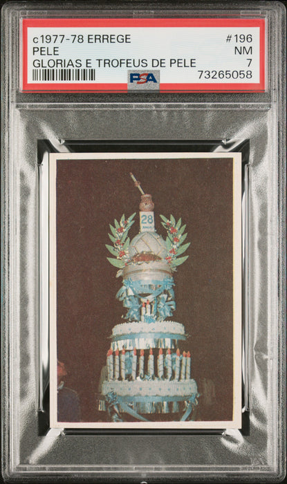PSA 7 NM Pele 1977 Errege #196 Rare Trading Card Glorias e Trofeus de Pele
