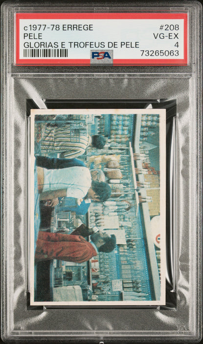 PSA 4 VG-EX Pele 1977 Errege #208 Rare Trading Card Glorias e Trofeus de Pele