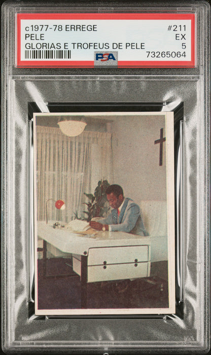 PSA 5 EX Pele 1977 Errege #211 Rare Trading Card Glorias e Trofeus de Pele