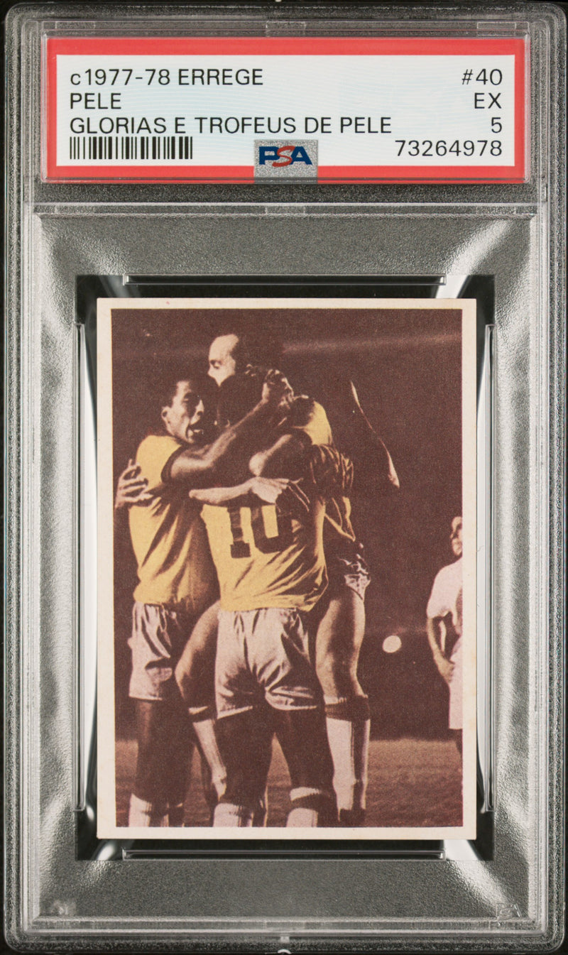 PSA 5 EX Pele 1977 Errege #40 Rare Trading Card Glorias e Trofeus de Pele
