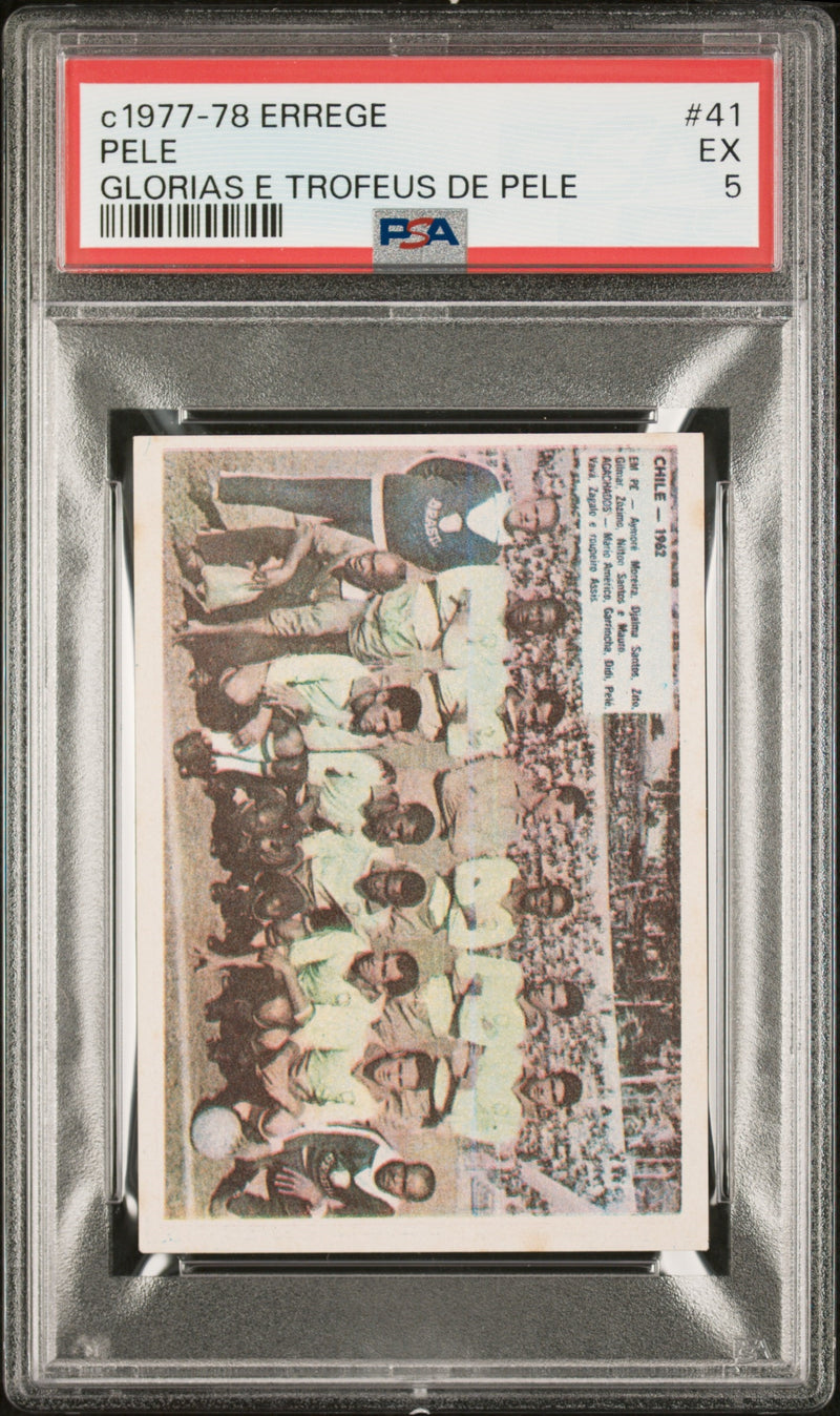 PSA 5 EX Pele 1977 Errege #41 Rare Trading Card Glorias e Trofeus de Pele