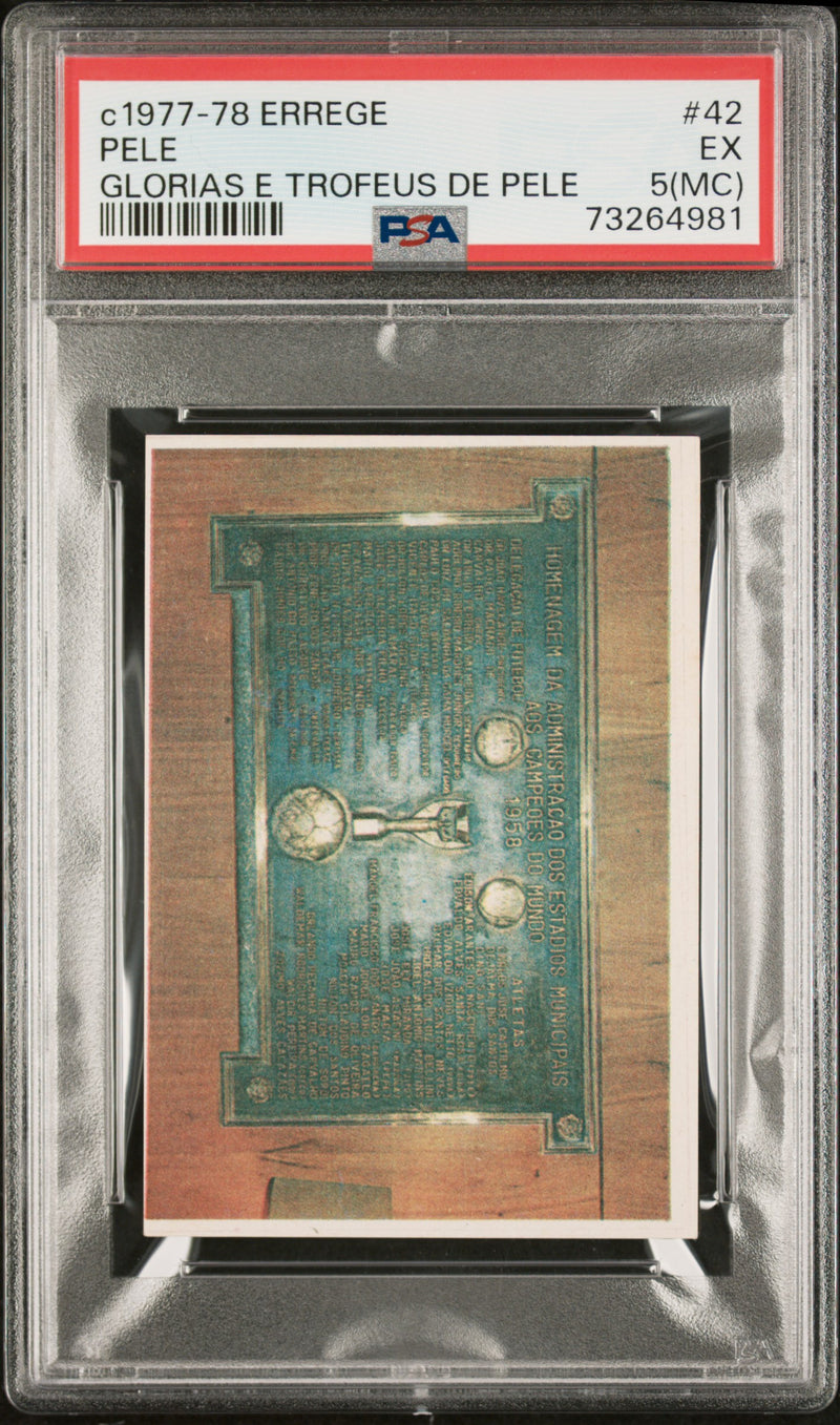 PSA 5 EX Pele 1977 Errege #42 Rare Trading Card Glorias e Trofeus de Pele
