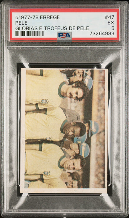 PSA 5 EX Pele 1977 Errege #47 Rare Trading Card Glorias e Trofeus de Pele