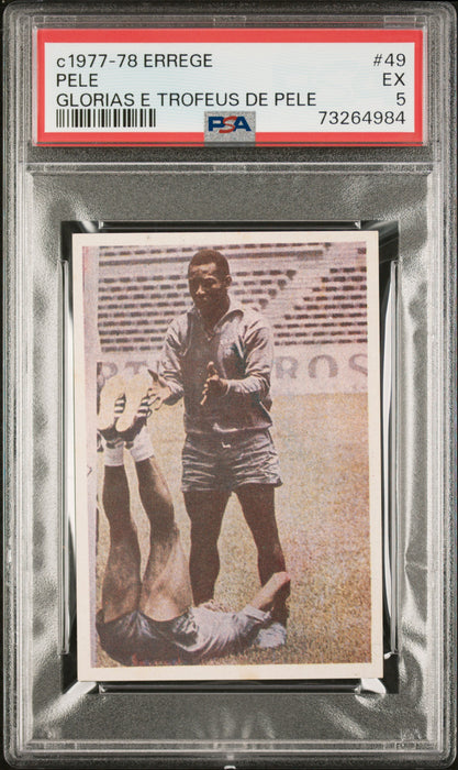 PSA 5 EX Pele 1977 Errege #49 Rare Trading Card Glorias e Trofeus de Pele
