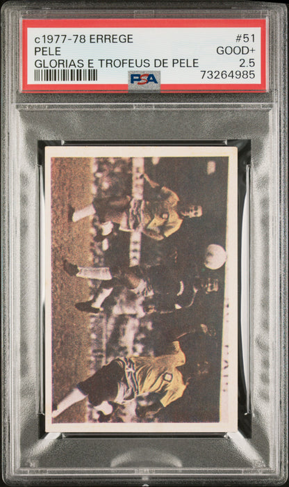 PSA 2 GOOD Pele 1977 Errege #51 Rare Trading Card Glorias e Trofeus de Pele