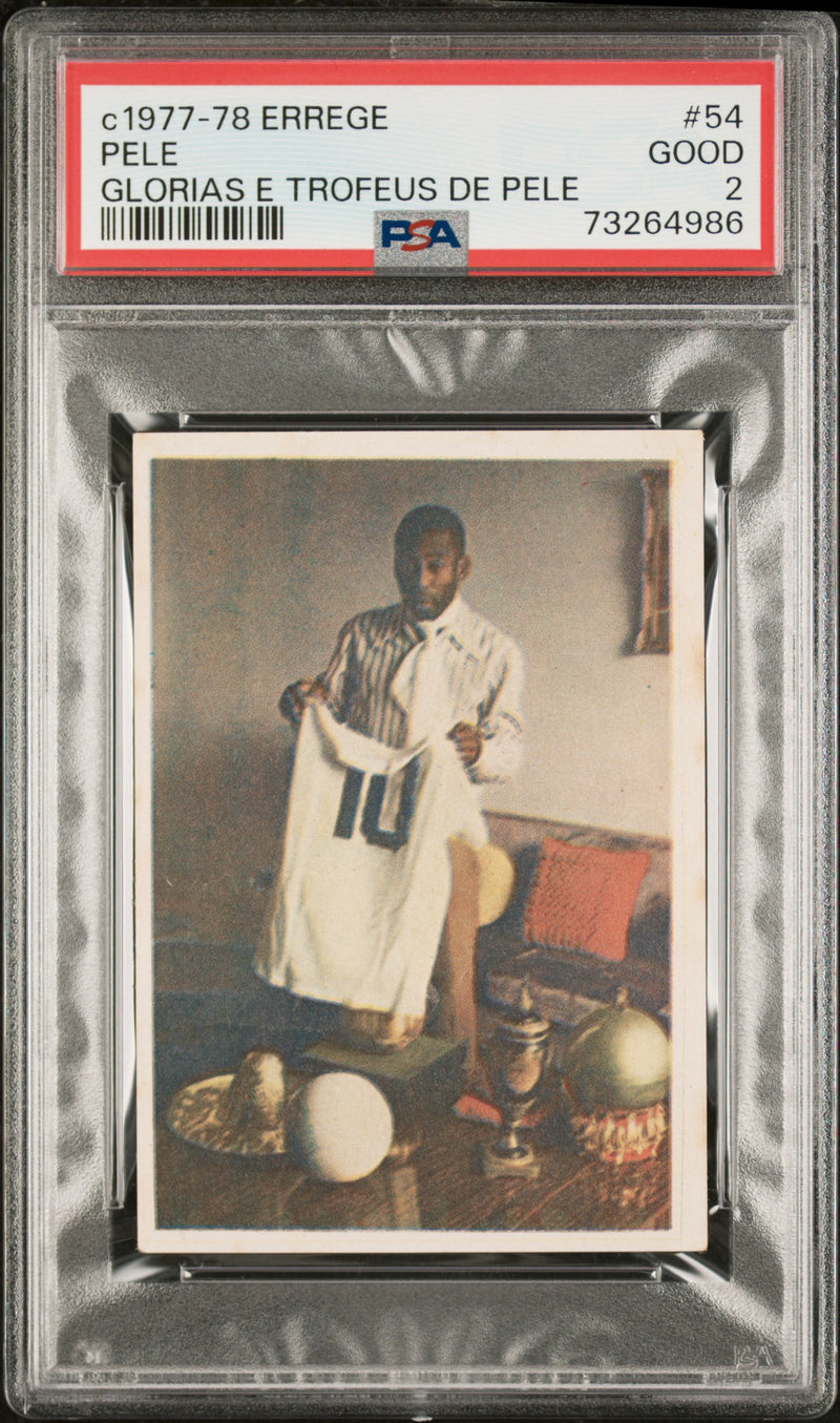 PSA 2 GOOD Pele 1977 Errege #54 Rare Trading Card Glorias e Trofeus de Pele