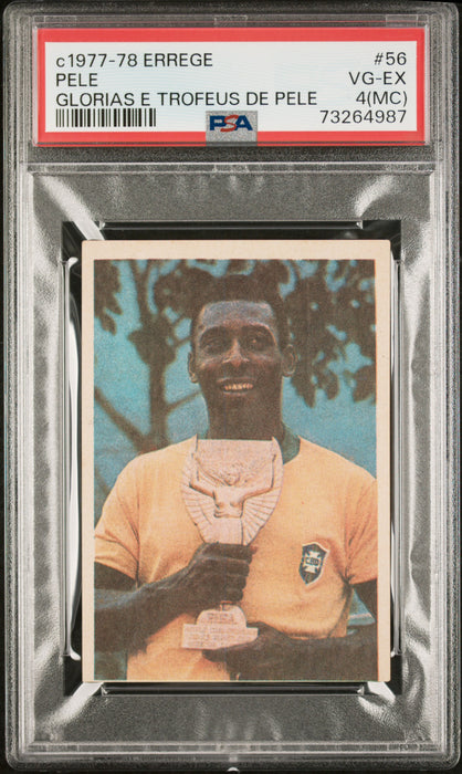 PSA 4 VG-EX Pele 1977 Errege #56 Rare Trading Card Glorias e Trofeus de Pele