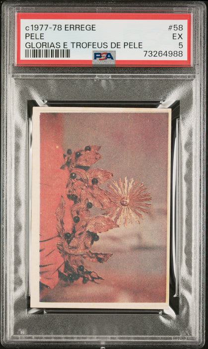 PSA 5 EX Pele 1977 Errege #58 Rare Trading Card Glorias e Trofeus de Pele